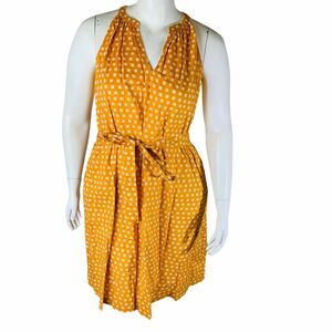 New A New Day Womans Sz Large Dress Orange Check Tank Belted Pockets NWT